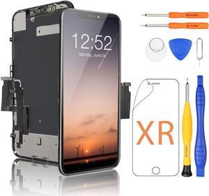 for iPhone XR Screen Replacement Kit COF Full HD LCD Display 3D Touch Digitizer Frame with Repair Tool for Model A1984, A2105, A2106, A2107 Black 6.1 inch