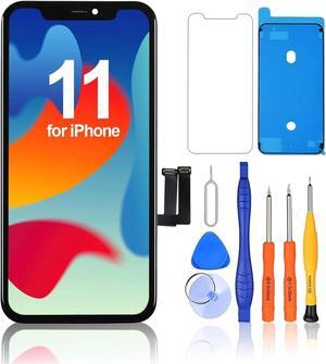 for iPhone 11 Screen Replacement Black, 3D Touch Digitizer Full HD LCD Display Replacement Retina Assembly with Repair Tools for A2111, A2223, A2221(6.1 Inch) True Tone Programmable