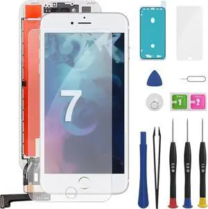 for iPhone 7 Screen Replacement Kit - LCD 4.7' Display Digitizer Assembly with Repair Tools, Screen Protector, Compatibility A1660, A1778, A1779 White