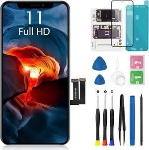 for iPhone 11 Screen Replacement 6.1 Inch Full HD 3D Touch Screen LCD Display Digitizer (for Model A2111, A2223, A2221) with Repair Kits and Screen Protector