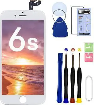 for iPhone 6S Screen Replacement Black,LCD Touch Digitizer with Repair Tools+Screen Protector for A1633, A1688, A1700 (White)