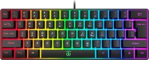 60% Wired Gaming Keyboard, RGB Backlit Ultra-Compact Mini Keyboard, Waterproof Small Compact 61 Keys Keyboard for PC/Mac Gamer, Typist, Travel, Easy to Carry on Business Trip(Black)
