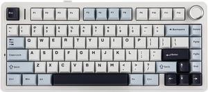 Aula F75 Gasket Mechanical Keyboard, 75% Wireless Hot Swappable Gaming Keyboard with Five-Layer Padding&Knob, Bluetooth/2.4GHz/USB-C, RGB (Light Blue, LEOBOG Reaper Switch)
