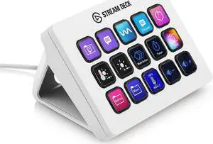 Stream Deck MK.2 White  Studio Controller, 15 macro keys, trigger actions in apps and software like OBS, Twitch, ?YouTube and more, works with Mac and PC