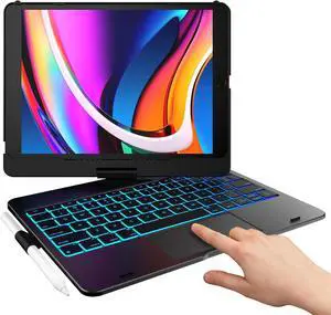 Touch for iPad 9th Generation Case with Keyboard (10.2", 2021),Multi-touch Trackpad,10 Color Backlight, 360° Rotatable, Thin & Light for 8th Gen (2020),7th Gen (2019), Air 3,Pro 10.5 (Black). Touch for iPad 9th Generation Case with Keyboard (10.2", 2021),Multi-touch Trackpad,10 Color Backlight, 360° Rotatable, Thin & Light for 8th Gen (2020),7th Gen (2019), Air 3,Pro 10.5 (Black).