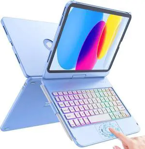 Touch Keyboard Case for iPad (A16) 11th Generation 11 inch 2025&10th Gen 10.9 inch 2022, 360° Rotate for iPad 10th Generation Case with Keyboard, Backlit Keyboard Case with Pencil Holder, Blue Touch Keyboard Case for iPad (A16) 11th Generation 11 inch 2025&10th Gen 10.9 inch 2022, 360° Rotate for iPad 10th Generation Case with Keyboard, Backlit Keyboard Case with Pencil Holder, Blue