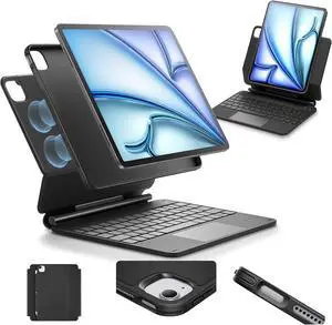 iPad Air 11 Inch Case with Keyboard (M3/M2, 2025/2024) & iPad Pro 11/Air 5th/4th Gen Keyboard, Easy-Set Magnetic Stand, Portrait/Raised Modes, with Removable Protective Case, Black iPad Air 11 Inch Case with Keyboard (M3/M2, 2025/2024) & iPad Pro 11/Air 5th/4th Gen Keyboard, Easy-Set Magnetic Stand, Portrait/Raised Modes, with Removable Protective Case, Black