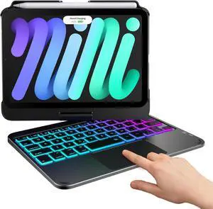 Keyboard Case for iPad Mini 7 (2024) & Mini 6 (2021) - Wireless Case with Keyboard for iPad Mini 7th 6th Generation 8.3" - 10 Colors Backlit Keyboard Cover with Trackpad - Black Keyboard Case for iPad Mini 7 (2024) & Mini 6 (2021) - Wireless Case with Keyboard for iPad Mini 7th 6th Generation 8.3" - 10 Colors Backlit Keyboard Cover with Trackpad - Black