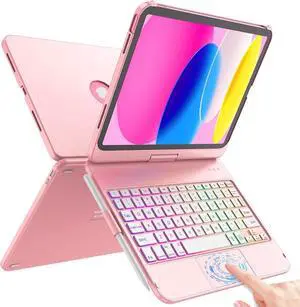 Touch Keyboard Case for iPad (A16) 11th Generation 11 inch 2025&10th Gen 10.9 inch 2022, 360° Rotate for iPad 10th Generation Case with Keyboard, Backlit Keyboard Case with Pencil Holder, Pink Touch Keyboard Case for iPad (A16) 11th Generation 11 inch 2025&10th Gen 10.9 inch 2022, 360° Rotate for iPad 10th Generation Case with Keyboard, Backlit Keyboard Case with Pencil Holder, Pink