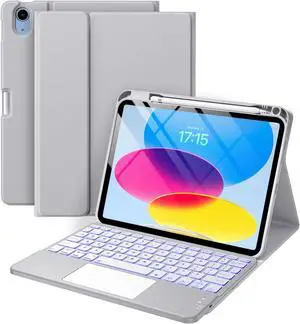 Compatible for iPad 11th 10th Generation Case with Keyboard, Folio Cover with Pencil Holder, Multi-Touch Trackpad, 7 Color Backlit, Detachable Keyboard for iPad (A16) 11th/10th Gen (Gray) Compatible for iPad 11th 10th Generation Case with Keyboard, Folio Cover with Pencil Holder, Multi-Touch Trackpad, 7 Color Backlit, Detachable Keyboard for iPad (A16) 11th/10th Gen (Gray)