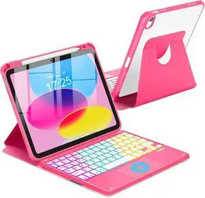 Touchpad Keyboard Case for iPad 11th 10th Generation, 360 Rotation Cover with Pencil Holder Wireless Backlit Detachable Keypad for iPad 11 inch A16 2025/10 Gen 10.9" 2022 Watermelon Red Touchpad Keyboard Case for iPad 11th 10th Generation, 360 Rotation Cover with Pencil Holder Wireless Backlit Detachable Keypad for iPad 11 inch A16 2025/10 Gen 10.9" 2022 Watermelon Red