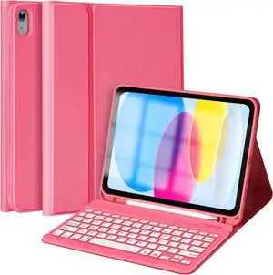 for iPad 11th 10th Generation Case with Keyboard, Keyboard Case for iPad 10th Gen 10.9 inch (2022) & 11th (A16, 2025), 7-Color Backlight,Detachable Bluetooth Keyboard,Pencil Holder-Watermelon for iPad 11th 10th Generation Case with Keyboard, Keyboard Case for iPad 10th Gen 10.9 inch (2022) & 11th (A16, 2025), 7-Color Backlight,Detachable Bluetooth Keyboard,Pencil Holder-Watermelon