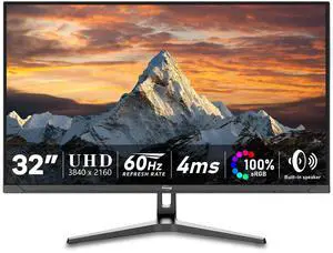 GPVHOSO 32 Inch 4K Computer Monitor,  60Hz UHD Gaming Monitor, VA Panel, HDR, DCI-P3 86%, 100% sRGB, Eye Care, Freesync, HDMI/DP and Built-In Speaker, VESA 75*75mm