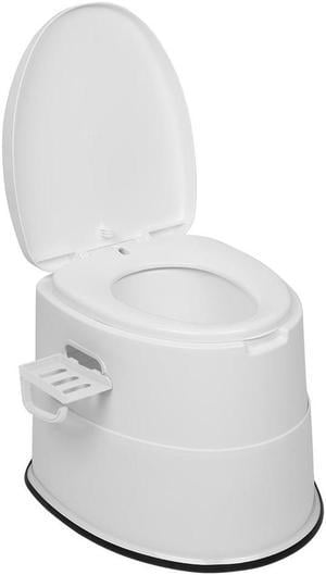 Portable Camping Toilet with Detachable Inner Bucket and Toilet Paper Holder White
