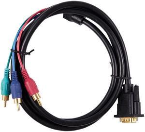 1.5M 4.9Ft VGA 15 Pin Male to 3 RCA RGB Male Video Cable Adapter Black