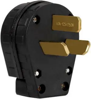 50A Power Plug, 10-50P 50A Dryer Replacement Male Plug, AC 125V/ 250V Grounding 2 Pole 3 Wire Straight Blade Plug