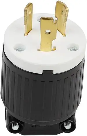 L6-20P Locking Plug Connector for Generator, Twist Lock Male Plug, 20 Amp, 250 Volt, 2 Pole, 3 Wire Grounding