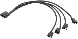 1 To 2 Way Y-Splitter Sleeved 4-Pin  Male To 2x 4-Pin PWM Male Connector Fan Extension Adapter Cable