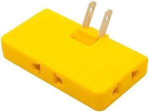 US TO EU Wall Outlet Extender 3 Way Flat Wall Outlet Extender AC Adapter 2-Prong Mini Indoor Plug Folding Outlet Splitter colourYellow