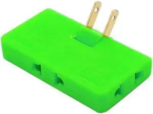 US TO EU Wall Outlet Extender 3 Way Flat Wall Outlet Extender AC Adapter 2-Prong Mini Indoor Plug Folding Outlet Splitter colourGreen