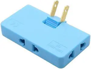 US TO EU Wall Outlet Extender 3 Way Flat Wall Outlet Extender AC Adapter 2-Prong Mini Indoor Plug Folding Outlet Splitter colourBlue