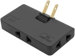 US TO EU Wall Outlet Extender 3 Way Flat Wall Outlet Extender AC Adapter 2-Prong Mini Indoor Plug Folding Outlet Splitter colourBlack
