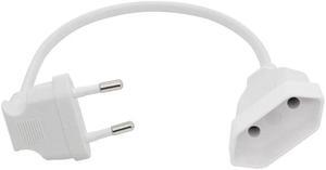 90 Degree Male Plug To Female Socket Power Extension Cable For PC Computer PDU (0.3M) EU 2Prong Bend Angled Cord(white)