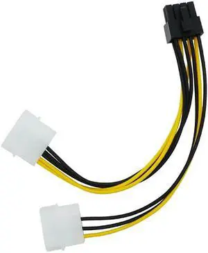 Dual 4 Pin  IDE to 8 Pin PCI Express Power Cable PCI Express Adapter Video Card Power Cord