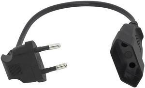 90 Degree Male Plug To Female Socket Power Extension Cable For PC Computer PDU 0.3m EU 2Prong Bend Angled Cord Black