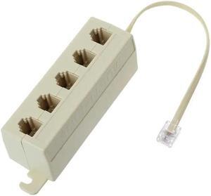 RJ11 6P4C to 6P4C 5 Way Telephone Line Modular Splitter Adapter