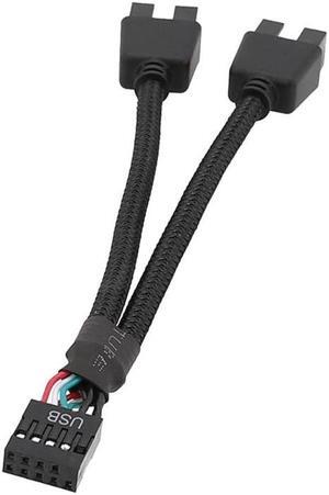 9 Pin USB Header Female 1 to 2 Male Plastic + Metal Material Extension Splitter Cable 9P Connector Adapter