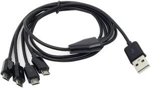 4in 1 USB Male to Micro USB Male Micro USB Multi Charging Cable 100cm Total Long(Black)