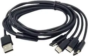 High-Speed USB C Splitter Cable with 4 Type-C Male Connectors, Durable Nylon Braided Cord Durable and Reliable(Black)