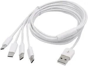 High-Speed USB C Splitter Cable with 4 Type-C Male Connectors, Durable Nylon Braided Cord Durable and Reliable(White)