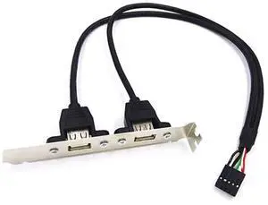 9 Pin to Dual USB2.0 Baffle Extension Cable USB 2.0 Back Panel Expansion Cord