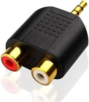 Gold Plated 3.5mm Stereo to 2-RCA Male to Female Red+White Adapter for TV