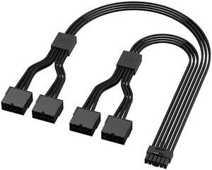 4090 12VHPWR Power Cable 16Pin(12+4) Male to 4x8pin Female PCIE 5.0 Extender(40cm)