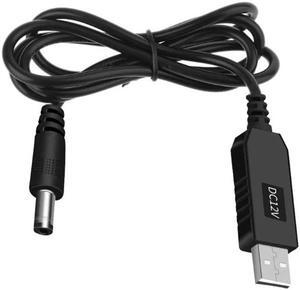USB 5V to 12V Power Boost Line Adapter USB to 5.5mm 2.1mm Round Hole Connector Converter Cable USB  Cord(Straight head-12V)
