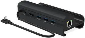 6 in 1 for Steam Deck Dock with 4K60Hz Gigabit Ethernet,3 USB3.0 and PD60W(Black)