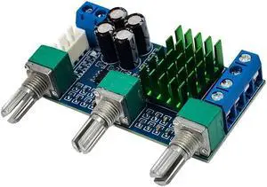 XH-M567 TPA3116D2 Amplifier Board DC12-24V Stereo High Power Digital Amplifier Board High and Low Frequency Knob Adjustment