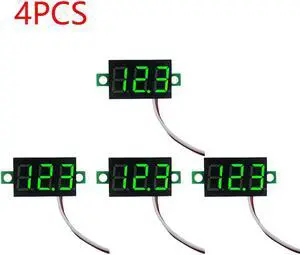 0.28 Inch 2 wires DC 5V-30V Mini Digital Voltmeter Voltage Tester Meter LED Screen meter(4PCS Green)
