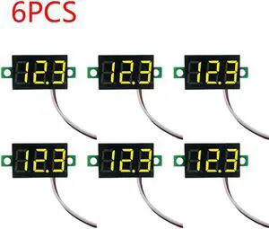 0.28 Inch 2 wires DC 5V-30V Mini Digital Voltmeter Voltage Tester Meter LED Screen meter(6PCS Yellow)
