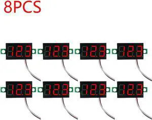 0.28 Inch 2 wires DC 5V-30V Mini Digital Voltmeter Voltage Tester Meter LED Screen meter(8PCS Red)