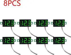 0.28 Inch 2 wires DC 5V-30V Mini Digital Voltmeter Voltage Tester Meter LED Screen meter(8PCS Green)
