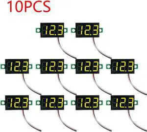 0.28 Inch 2 wires DC 5V-30V Mini Digital Voltmeter Voltage Tester Meter LED Screen meter(10PCS Yellow)