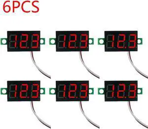 0.28 Inch 2 wires DC 5V-30V Mini Digital Voltmeter Voltage Tester Meter LED Screen meter(6PCS Red)
