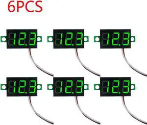 0.28 Inch 2 wires DC 5V-30V Mini Digital Voltmeter Voltage Tester Meter LED Screen meter(6PCS Green)