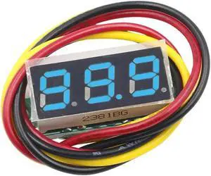 3 Wires Digital Voltmeter 0-100V 0.28 Inch Gauge Tester Digital Voltage Tester Reverse Polarity Protection(Blue)