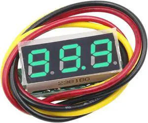 3 Wires Digital Voltmeter 0-100V 0.28 Inch Gauge Tester Digital Voltage Tester Reverse Polarity Protection(Green)