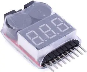 2-in-1 Battery Display LED Signal Light Lipo Battery Monitor 1S-8s Lithium Battery Detection for RC Car Drone Helicopter
